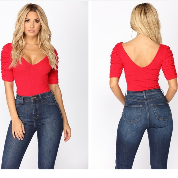Fashion Nova Tops - Fashion Nova Red Bodysuit